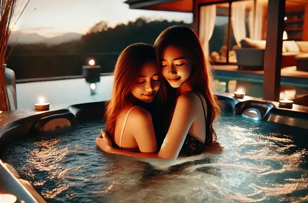 fille calin jaccuzi soiree