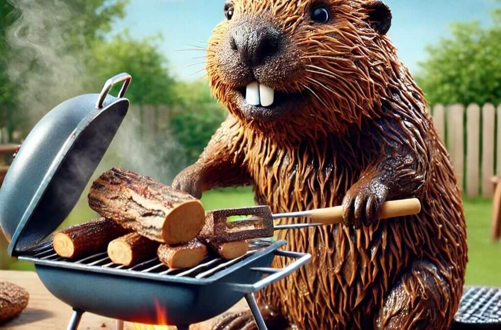 castor qui fait un barbecue